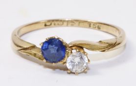 Diamond and sapphire cross-over ring hallmarked 18ct Condition Report <a