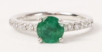 Emerald and diamond platinum ring hallmarked Condition Report <a href='//www.
