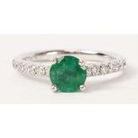 Emerald and diamond platinum ring hallmarked Condition Report <a href='//www.