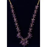 Amethyst flower set necklace stamped 925 Condition Report <a href='//www.