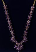 Amethyst flower set necklace stamped 925 Condition Report <a href='//www.