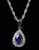 Blue spinel dress pendant necklace stamped 925 Condition Report <a href='//www.