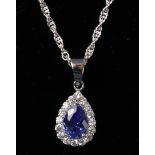 Blue spinel dress pendant necklace stamped 925 Condition Report <a href='//www.
