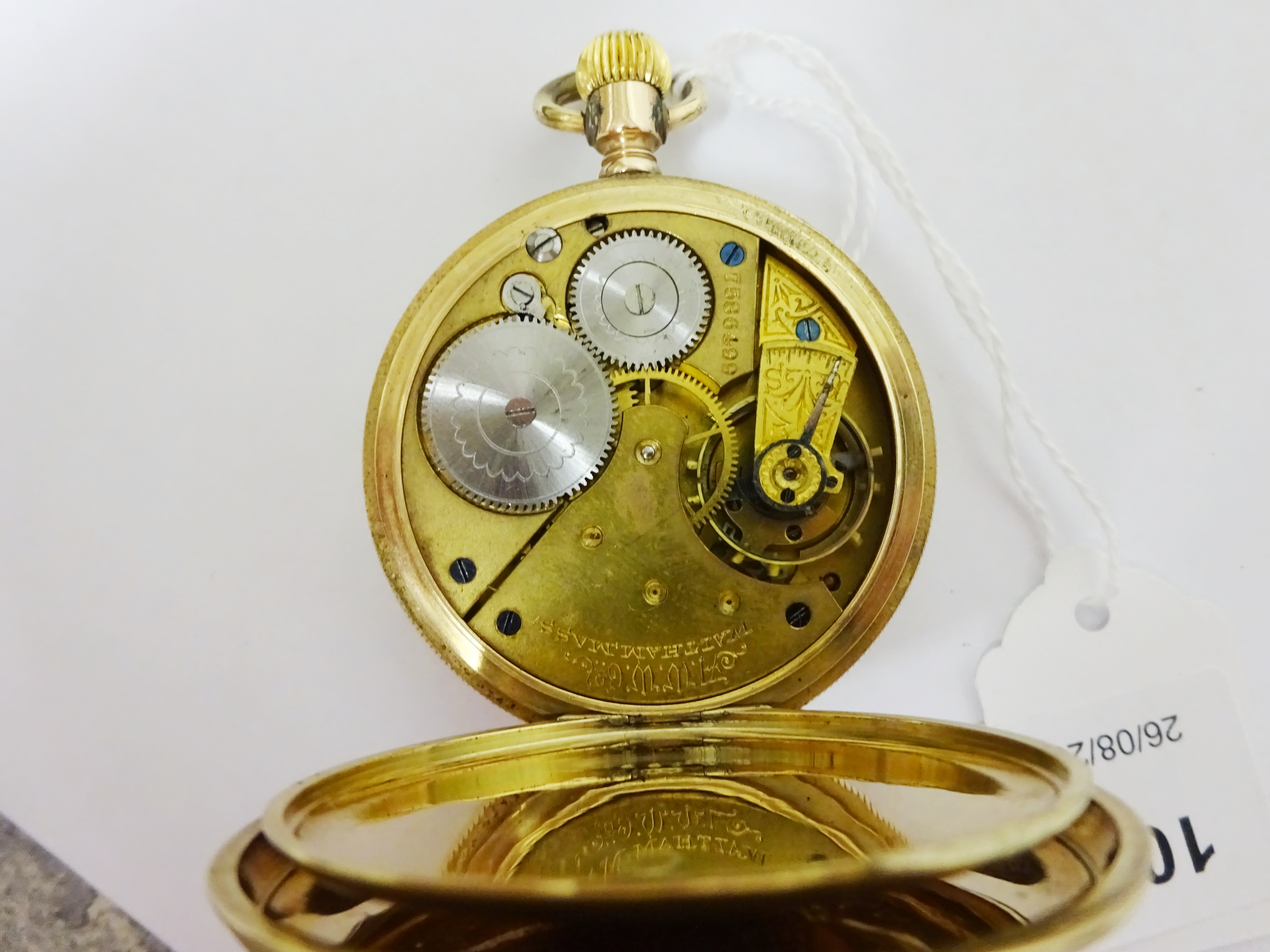 Edwardian gold presentation pocket watch 1901 by Waltham Mass no 7386499 stamped 10c approx 87gm - Image 3 of 4