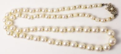 Graduating pearl necklace the clasp stamped 18 Condition Report <a href='//www.