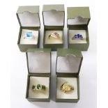 Five stone set dress rings each stamped 925 Condition Report <a href='//www.