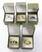 Five stone set dress rings each stamped 925 Condition Report <a href='//www.