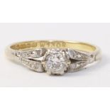 Art Deco single stone diamond ring hallmarked 18ct Birmingham 1938 Condition Report