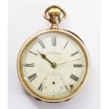 Edwardian gold presentation pocket watch 1901 by Waltham Mass no 7386499 stamped 10c approx 87gm