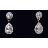 Pair of cubic zirconia pendant ear-rings stamped 925 Condition Report <a