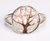 Rose gold-plated tree of life ring stamped 925 Condition Report <a href='//www.