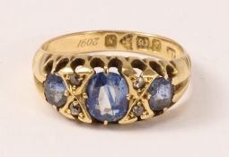 Gypsy ring set with sapphires and diamonds 18ct gold maker's mark J G Chester 1913