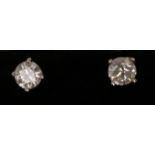 Pair round brilliant cut diamond ear-rings stamped 750 approx 0.