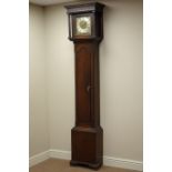 18th century oak longcase clock, tall narrow case, thirty hour single hand movement,