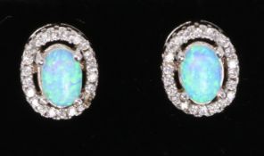 Pair of opal dress ear-rings stamped 925 Condition Report <a href='//www.