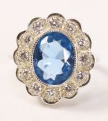 Large blue stone cluster ring stamped 925 Condition Report <a href='//www.