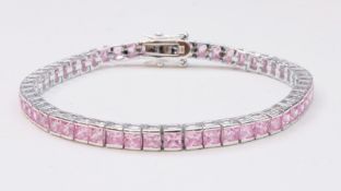 Rose quartz tennis bracelet stamped 925 Condition Report <a href='//www.