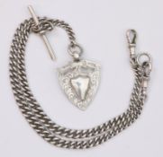 Hallmarked silver Albert watch chain with medal Birmingham 1913 Condition Report