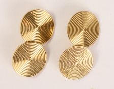 Pair of target shaped gold cuff-links stamped 9ct approx 7.