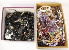 Costume bead necklaces and other jewellery in two boxes Condition Report <a