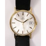 Gentleman's Omega 9ct gold wristwatch circa 1976, original crown and buckle,