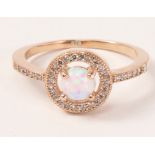 Rose gold-plated opal halo ring Condition Report <a href='//www.davidduggleby.