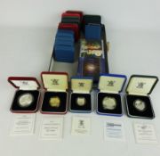 Collection of silver proof coins including: £1.00 (8), £2.00 (6), £5.