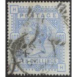 Victorian Stamp - 1883-84 10/- Cobalt blue, on white paper, anchor, used, SG 182,