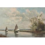 Kenneth Denton (American 1932-): 'Summer Sailors Thurne Norfolk', oil on canvas board signed,