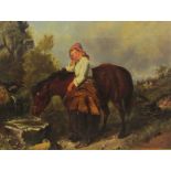 English School (19th century): Pony Drinking by the Wayside,