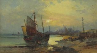 Robert Ernest Roe (British 1852-c1921): Fishing Boat on the Shoreline,