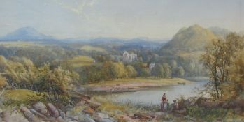 James Burrell Smith (1822-1897): Extensive Scottish Landscape with Ruined Abbey in the middle