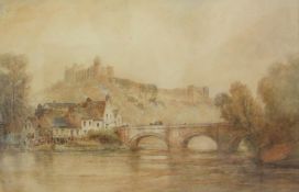 Paul Marny (French/British 1829/1914): Richmond North Yorkshire, watercolour initialled 'M',