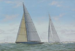 James Miller (British 1962-): J Class Yachts - 'Endeavour II & Ranger Americas Cup 1937' and