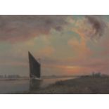 Kenneth Denton (American 1932-): 'A Wherry at Sundown River Bure Norfolk',