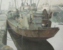 David Jan Curtis (British 1948-): 'A Winter Morning Hull Docks',