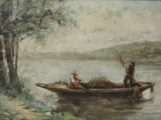 Circle Paul Desire Trouillebert (French 1829-1900): Figures in a Punt,