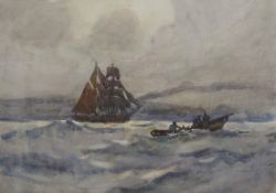 Joseph John Richard Bagshawe (Staithes Group 1870-1909): Fishing Boat and Sailing Vessel off the