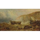 Ralph Reuben Stubbs (British 1824-1879): Wreck at the cliff foot,