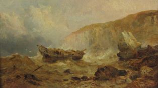 Ralph Reuben Stubbs (British 1824-1879): Wreck at the cliff foot,