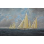 John J Holmes (British 20th century): J Class Racing Yachts - 'Enterprise Endeavour Yankee &