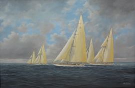 John J Holmes (British 20th century): J Class Racing Yachts - 'Enterprise Endeavour Yankee &