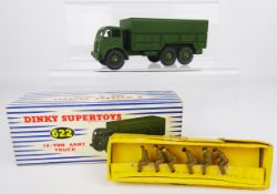 Dinky Supertoys 10-Ton Army Truck, 622, in blue & white box, & Army Personnel-Private (Seated) 603,