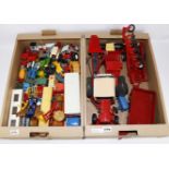 Collection of Transformers and other die-cast models including farm machinery in 2 boxes.