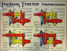 Two Fordson Major 1946 schematics/ posters 'Fuel System' and 'Transmission' - Ford Motor facilities