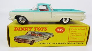Dinky Chevrolet 'El Camino' Pick-up Truck 449, blue over white with red interior and spun hubs,