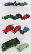 Collection of unboxed Dinky die cast vehicles including: Streamlined Fire Engine 25H,