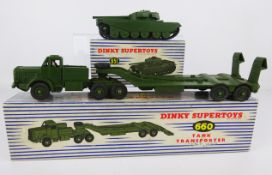 Dinky Supertoys Tank Transporter 660 & Centurion Tank 651, both in blue & white boxes,