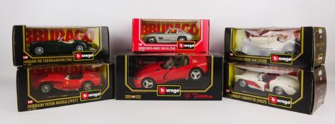 Burago die-cast models: Dodge Viper, 1/18, Ferrari Testa Rossa, Mercedes-Benz 300SL & SSK,
