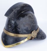 Early 20th century works fire brigade helmet, impressed stamp 'JAS Henderson,